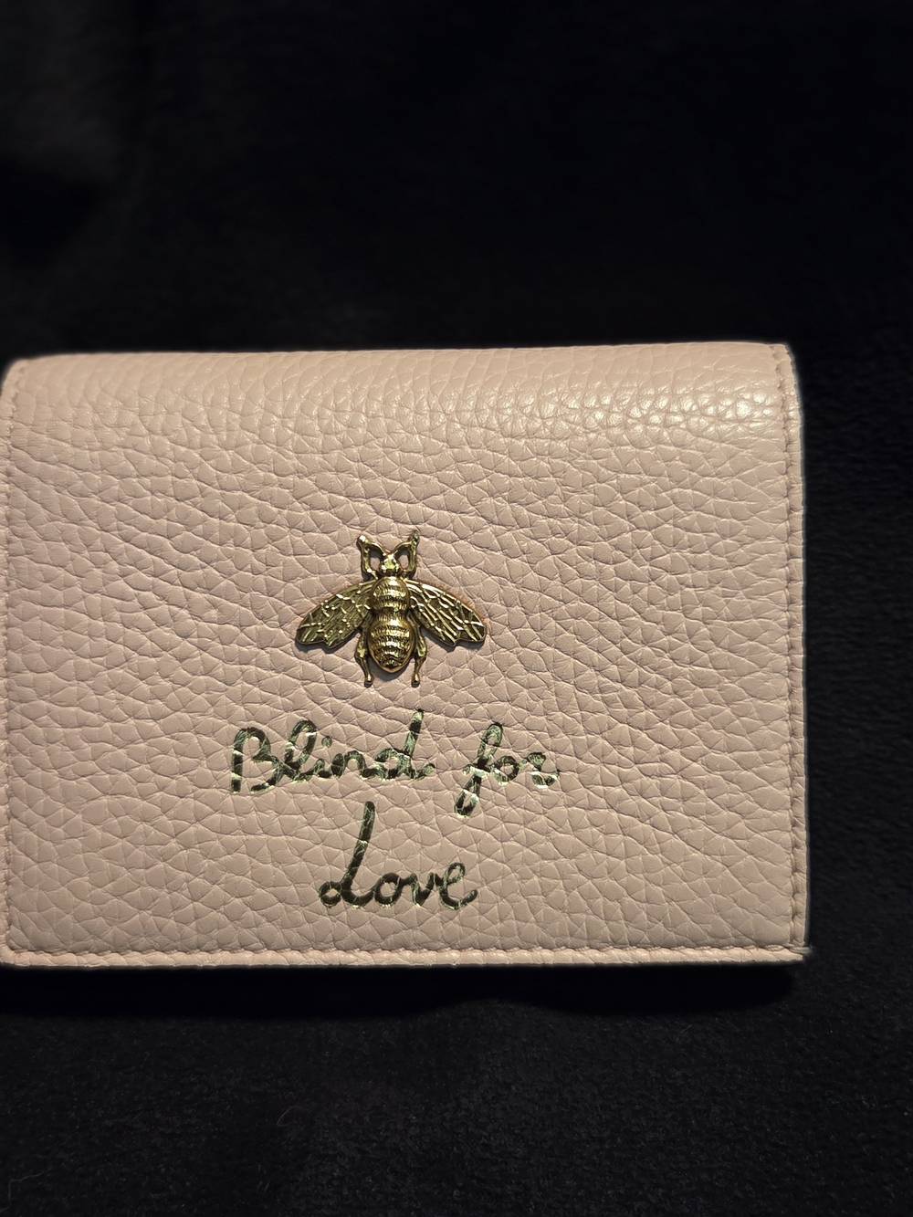 Gucci Pale Pink Leather Wallet with Gold Bee